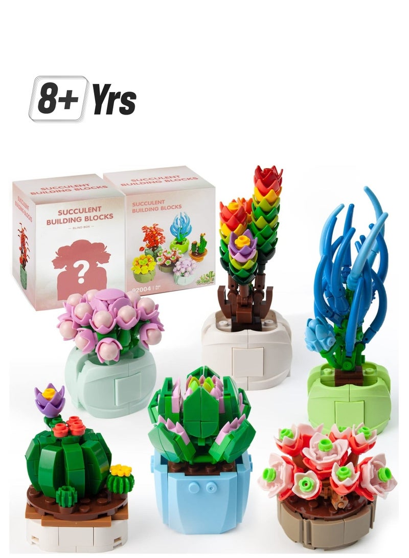 Succulents Bonsai Building Kit, Succulents Blind Box Series, Artificial Flower Botanical Collection, Plant Decor Building Set for Kids Adults Home Office, Random 2 Boxes  - Image 1