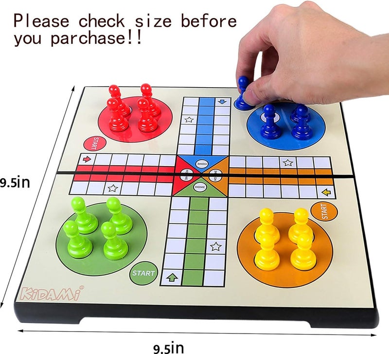 KIDAMI Ludo Magnetic Board Game Set, Folding and Light-Weight for Carrying, Gift for All Age (9.5 X 9.5 inches) - Image 2