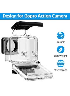 Waterproof Housing Case for GoPro Hero 4/3/3+, 60M/190FT Underwater Protective Dive Housing Shell with Bracket Mount Accessories for GoPro Hero4, Hero3+, Hero3 Action Camera Outside Sports