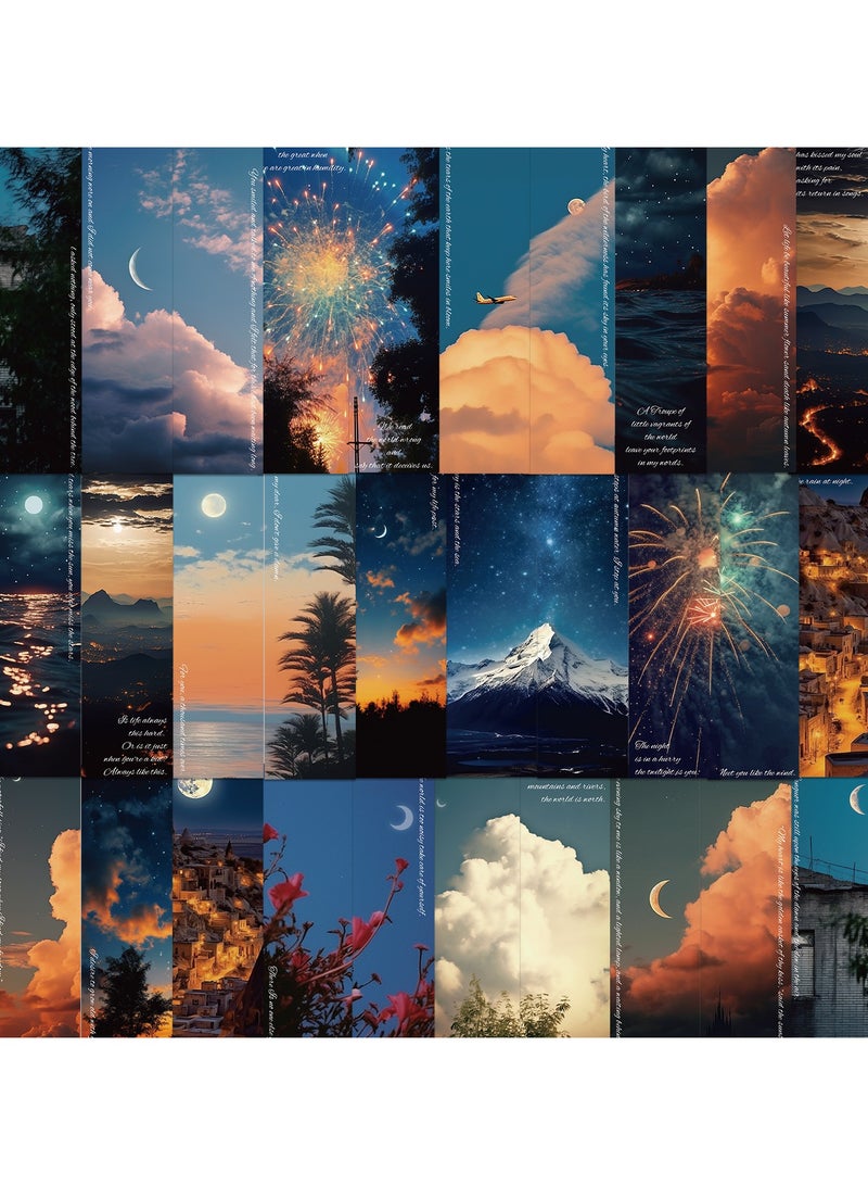 Generic 30Pcs Paper Cloud Sky Bookmarks Aesthetic Scenery bookmarks Earth Day Bookmarks 15 ×4cm Moon Cloud Bookmarks Set Bulk for Women, Book Lovers - Image 3
