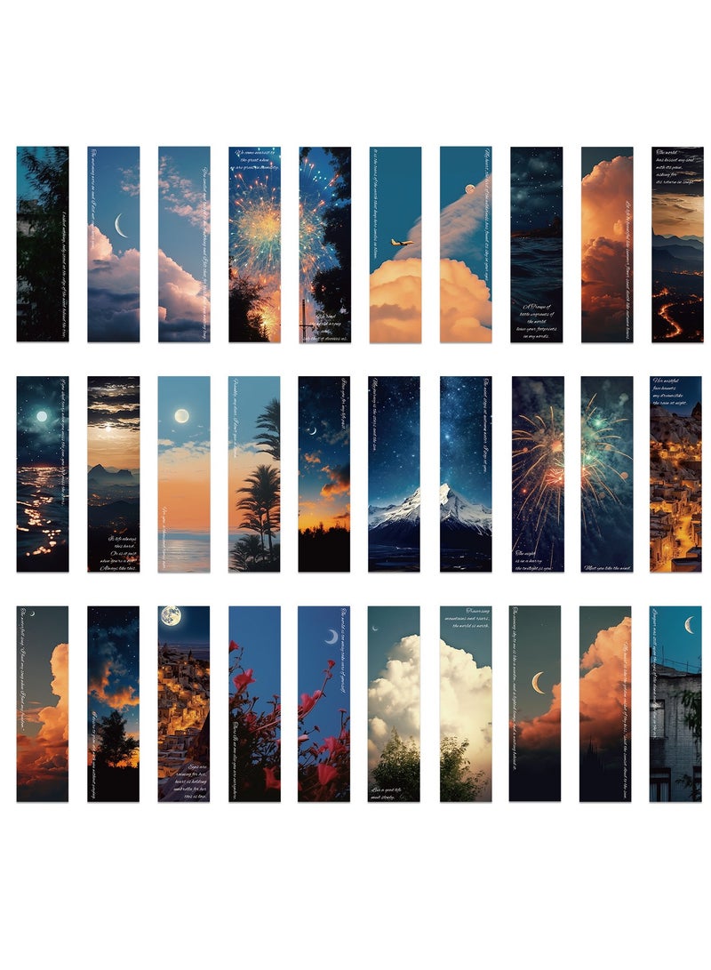 Generic 30Pcs Paper Cloud Sky Bookmarks Aesthetic Scenery bookmarks Earth Day Bookmarks 15 ×4cm Moon Cloud Bookmarks Set Bulk for Women, Book Lovers - Image 1