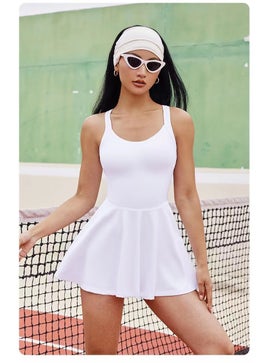 Generic Womens beauty back dress tennis uniform baseball uniform fitness suit yoga suit Fitness bodybuilding gymnastics sportswear White 