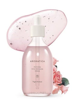 AROMATICA Reviving Rose Infusion Serum 338Oz / 100Ml Vegan Antiaging Hydrating Serum Glowing Serum For Dry Skin : With Damask Rose Water And Rose Oil  - Image 1