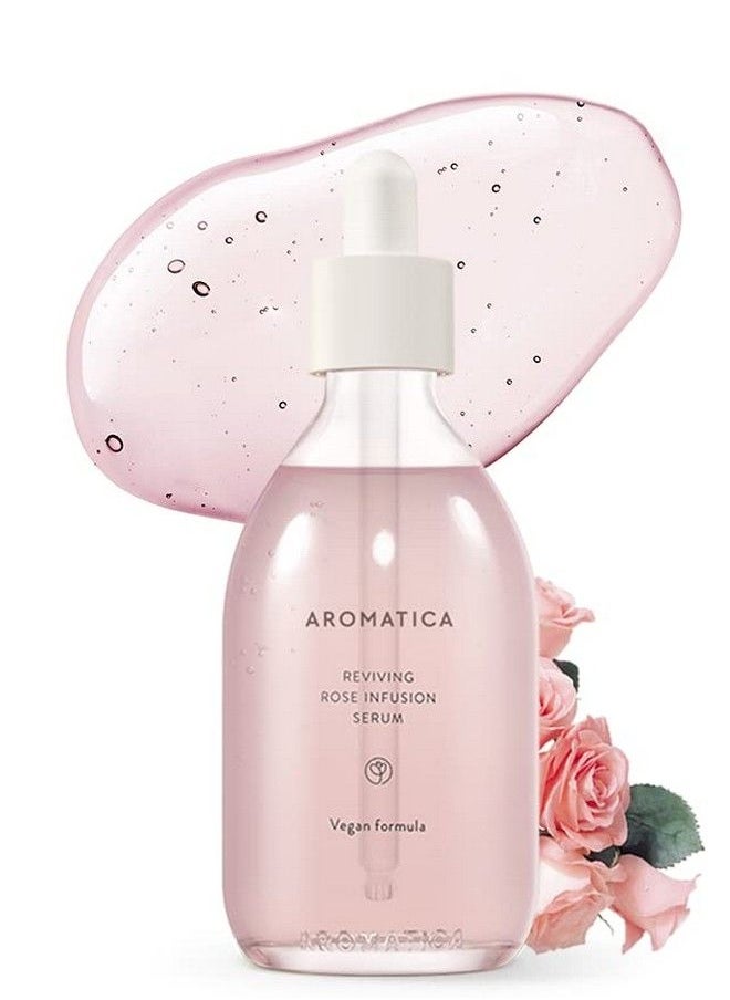 AROMATICA Reviving Rose Infusion Serum 338Oz / 100Ml Vegan Antiaging Hydrating Serum Glowing Serum For Dry Skin : With Damask Rose Water And Rose Oil  - Image 1