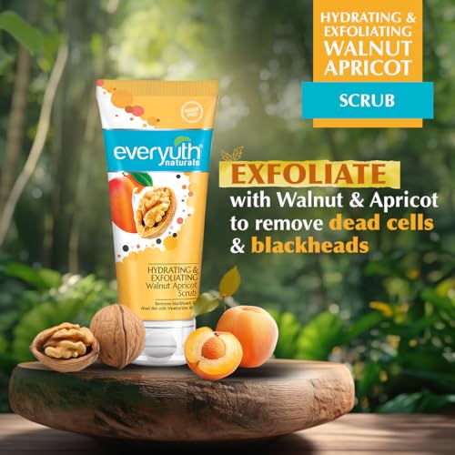 Everyuth Naturals Hydrating & Exfoliating Walnut Apricot Scrub|Removes Blackheads & Moisturizes|With Walnut Shell Particles & Apricot|For Oily, Dry, Normal, Combination & Sensitive Skin - 100gm - Image 3