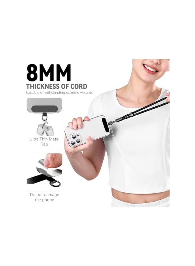 Green Tiger Phone Neck Lanyard, Fashion Nylon Woven Neck Phone Strap with Metal Insert Plates, Adjustable Sliding Cord Lock Design, Detachable Hands-free Crossbody 60 °Swivel Phone Sling Strap, Black - Image 4