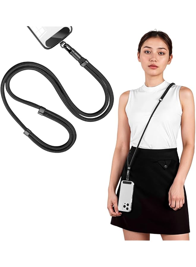 Green Tiger Phone Neck Lanyard, Fashion Nylon Woven Neck Phone Strap with Metal Insert Plates, Adjustable Sliding Cord Lock Design, Detachable Hands-free Crossbody 60 °Swivel Phone Sling Strap, Black - Image 1