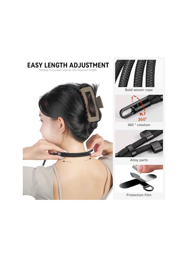 Green Tiger Phone Neck Lanyard, Fashion Nylon Woven Neck Phone Strap with Metal Insert Plates, Adjustable Sliding Cord Lock Design, Detachable Hands-free Crossbody 60 °Swivel Phone Sling Strap, Black - Image 2