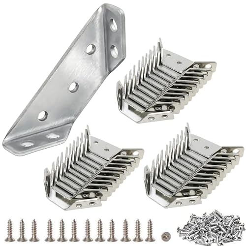 365Home Stainless Steel L Brackets for Wood – Heavy Duty Corner Bracket, Angle Bracket, Corner Brace, L Brackets for Shelf, Table, Cabinet, Drawer, Furniture Connector Hardware (30 Pcs + 210 Screws) - Image 1