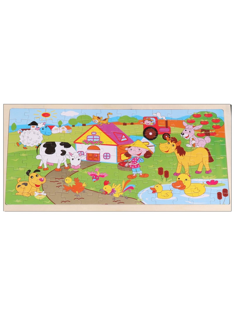 Children's Educational Wooden Cartoon Farm Jigsaw Puzzles Suitable Gift Bag Pack - Image 1