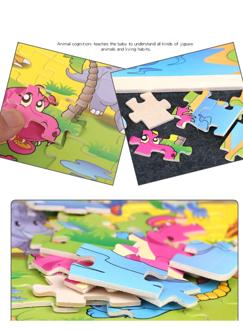 Children's Educational Wooden Cartoon Farm Jigsaw Puzzles Suitable Gift Bag Pack - Image 2