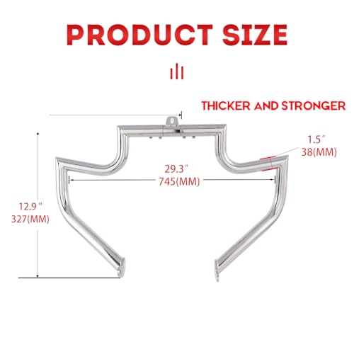 Gamyipp 1.5" Crash Bar Engine Guard Highway Freeway Bar for Harley Davidson Breakout Blackline Rocker Softail Standard Custom Springer Deuce Night Train 2000-2017 (Chrome) - Image 5
