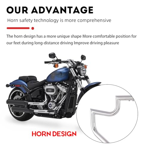Gamyipp 1.5" Crash Bar Engine Guard Highway Freeway Bar for Harley Davidson Breakout Blackline Rocker Softail Standard Custom Springer Deuce Night Train 2000-2017 (Chrome) - Image 3