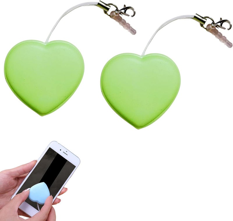 comfrt Heart-Shaped Macaron Screen Glass Cleaner - 1/2/4/6PC Mobile Phone Screen Wipes Lens Cleaner - Creative Screen Glass Cleaning Wipe Brush - Portable Keychain Key Pendant Gift (Green-2PC) - Image 1