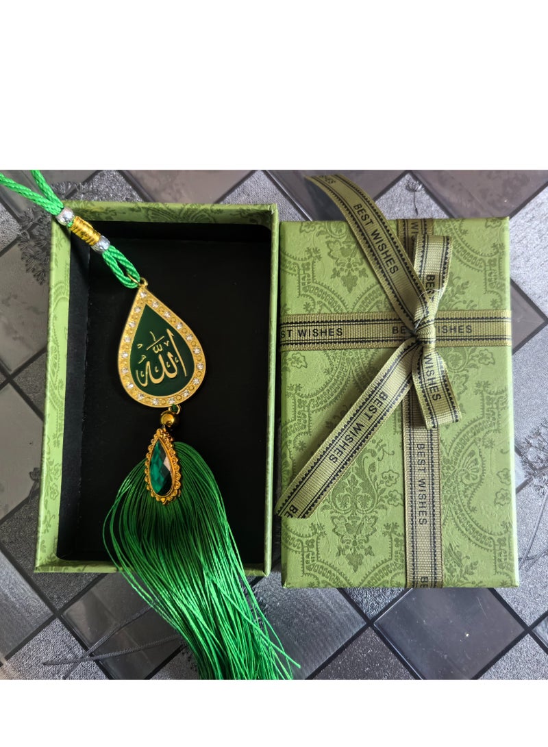 Fianser Car Pendant Allahu Akbar Metal Set with Diamonds Gold-Plating Hanging Ornaments Interior Accessories Decoration Gift For Ramadan Hajj Umrah Home Decor Islamic Muslim Allah Ihram Quran Arabic Travel Carry on - Image 3
