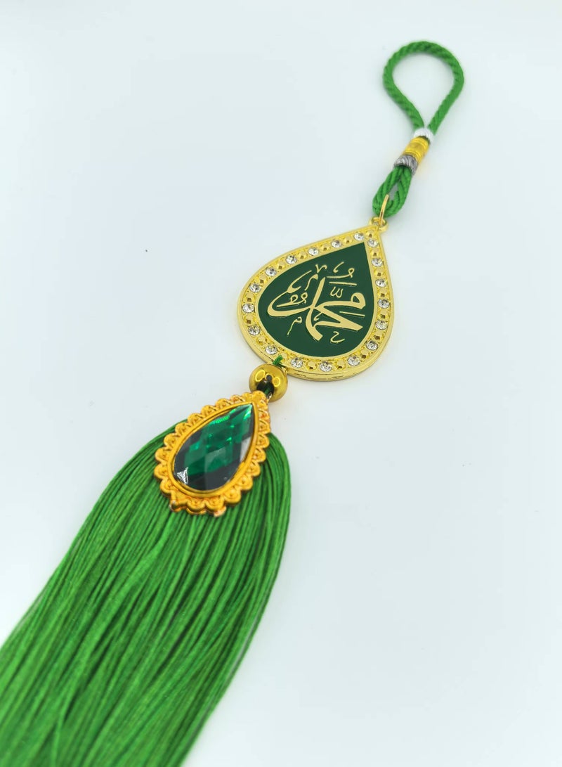 Fianser Car Pendant Allahu Akbar Metal Set with Diamonds Gold-Plating Hanging Ornaments Interior Accessories Decoration Gift For Ramadan Hajj Umrah Home Decor Islamic Muslim Allah Ihram Quran Arabic Travel Carry on - Image 2