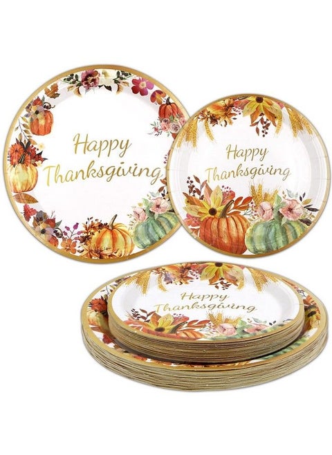 Thanksgiving Paper Plates 48 Pcs Fall Disposable Dinnerware Set For 24 Guests Give Thanks Theme Party Supplies Happy Thanksgiving Autumn Tableware Set