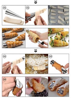 GNAFOTU 12 Pack Pastry Cream Horn Mold-Stainless Steel Cannoli Forms Tubes Kit Tube Cone Pastry Roll Horn Mold Baking Mould Tool for Cannoli Tubes (Cone&Tube)  - Image 2
