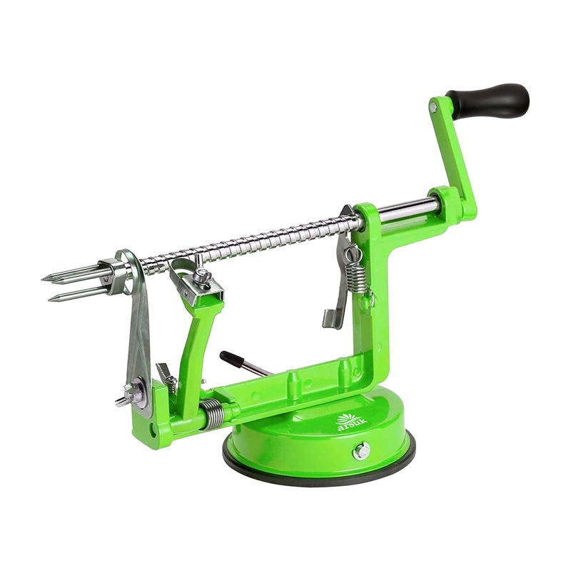 ARSUK Apple Peeler Slicer Corer 3 in 1 Fruit Peeler Machine for Potatoes Heavy Duty Cast Iron Body Material Stainless Steel Adjustable Blade for Easy Kitchen Use with Anti Slip Powerful Suction Base
