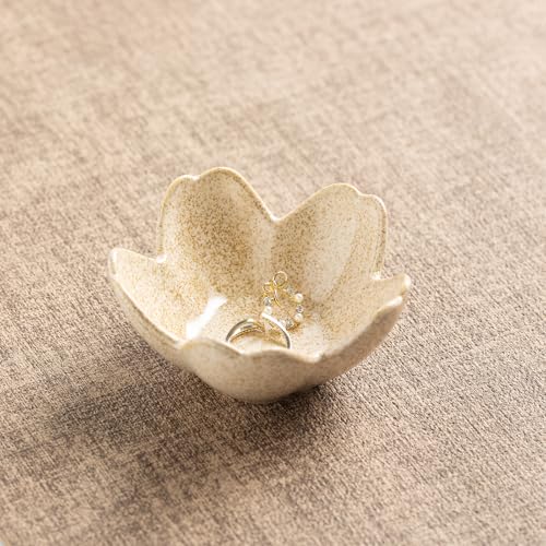 zerokyclan Floral Vanity Tray - Ceramic Jewelry Organizer Dish for Rings Necklaces Wedding Gift Idea(camel) - Image 1