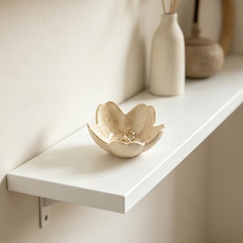 zerokyclan Floral Vanity Tray - Ceramic Jewelry Organizer Dish for Rings Necklaces Wedding Gift Idea(camel) - Image 3