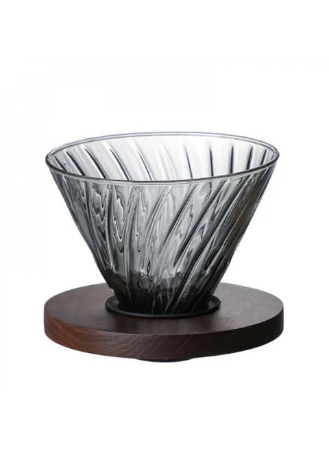 V60 Glass Coffee Dripper With Wooden Base Clear 02