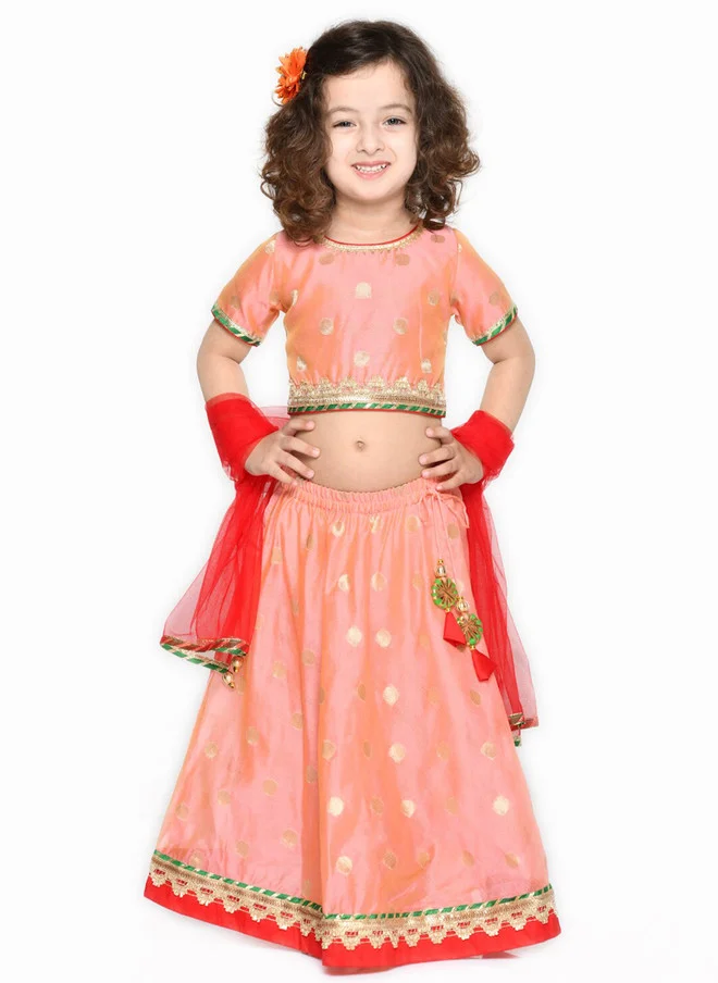Saka Designs Peach-Coloured Lehenga Choli Set for Girls