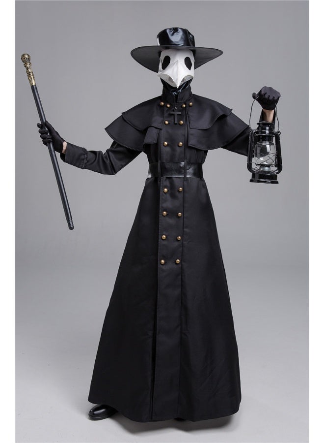 Medieval Steampunk-style Halloween Plague Doctor With A Long Beak And Cawing Costume - Image 4