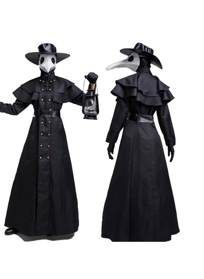 Medieval Steampunk-style Halloween Plague Doctor With A Long Beak And Cawing Costume - Image 2