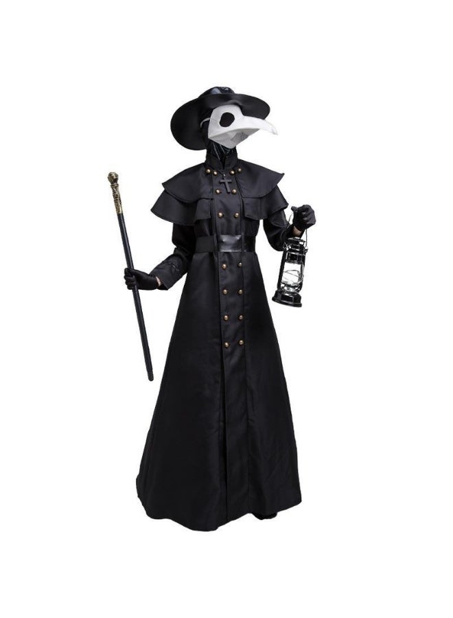Medieval Steampunk-style Halloween Plague Doctor With A Long Beak And Cawing Costume - Image 1