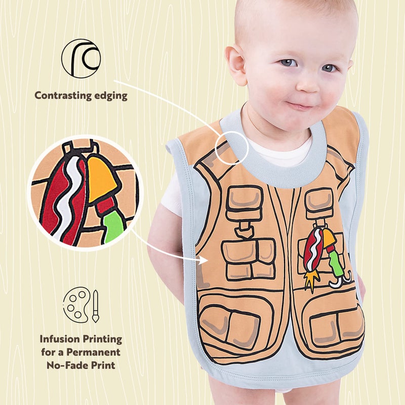 Lazy One LazyOne Animal-Print Baby Bibs, Cute Baby Shower Gifts, One Size, Fly Fishing, Vest (Fishing, ONE SIZE) - Image 5