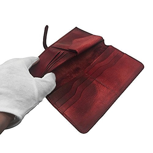 LETEULO Wallets for Women Genuine Leather Card Organizer Dip Dye Coin Purse Ladies Ultrathin Wallets (879,RED) - Image 5