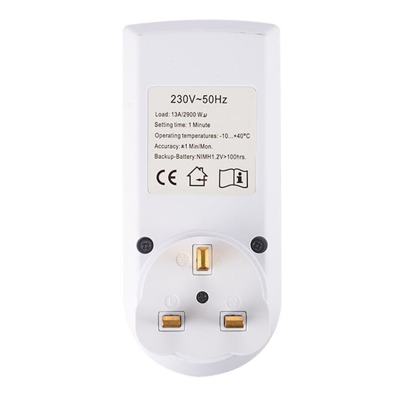 Pack of 2 Digital Plug-in Timer Socket LCD Display 10 Programmable Switching Programs 24 Hours & 7 Days Energy Saving Timer Socket for Electrical Appliances AC230V - Image 3
