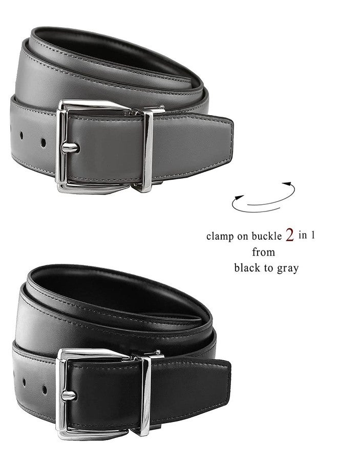 Belts.com 4010R-NP-RB30 Reversible Belt Genuine Leather Dress Casual Belt 1-1/8"(30mm) Wide (Black/Gray, 34) - Image 4
