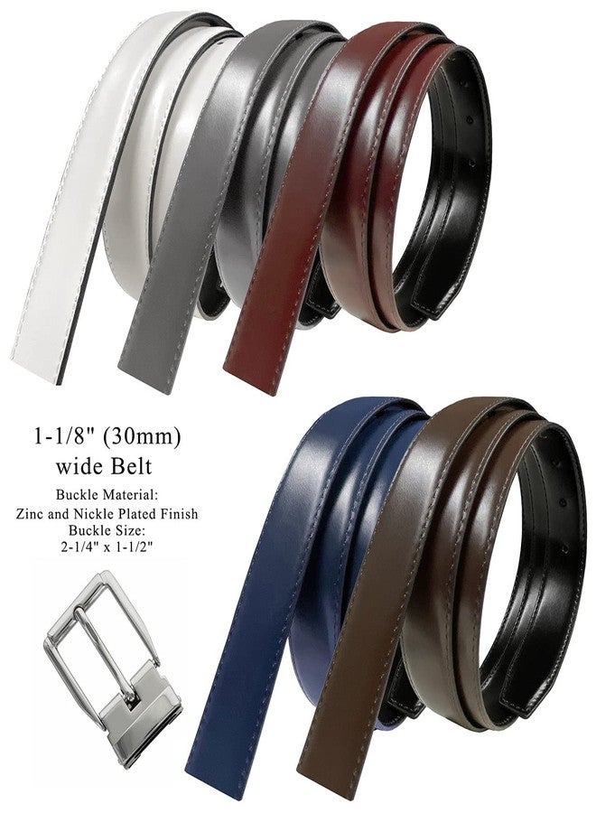 Belts.com 4010R-NP-RB30 Reversible Belt Genuine Leather Dress Casual Belt 1-1/8"(30mm) Wide (Black/Gray, 34) - Image 2