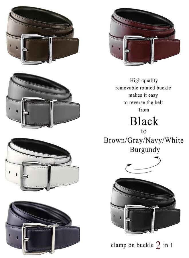 Belts.com 4010R-NP-RB30 Reversible Belt Genuine Leather Dress Casual Belt 1-1/8"(30mm) Wide (Black/Gray, 34) - Image 3