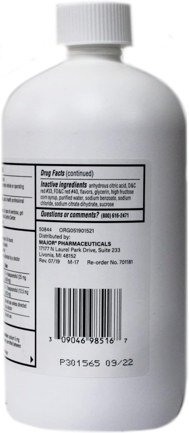 Major Diphenhydramine HCI 125mg5 mL Oral Solution Cherry 16 Ounce Pack of 3 - Image 2