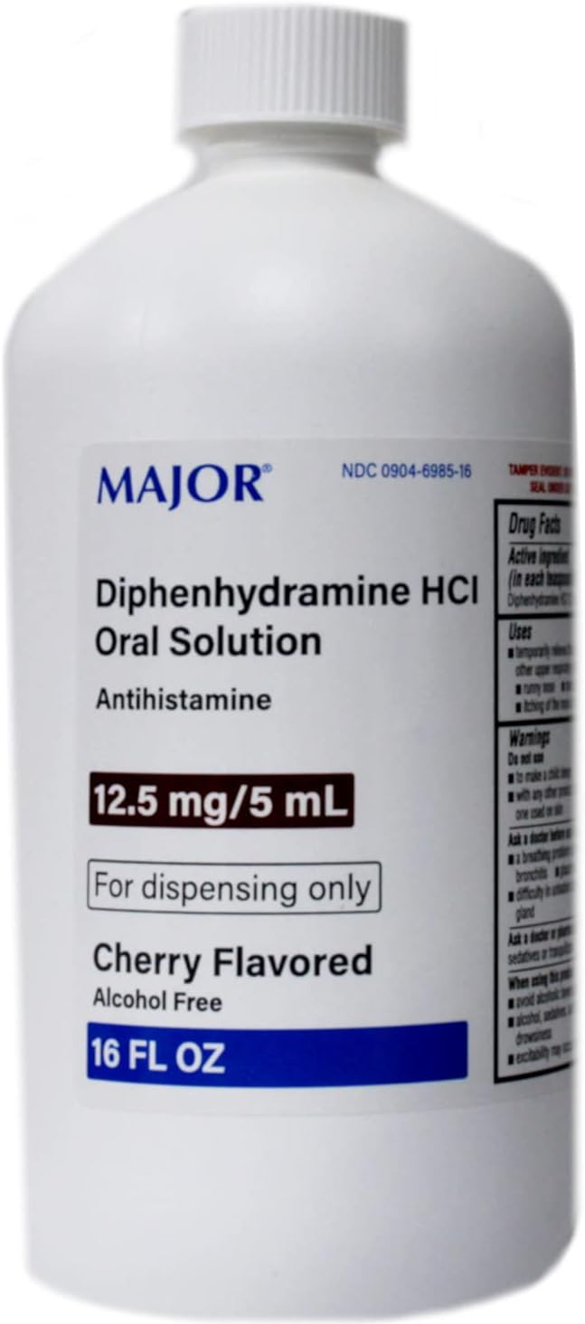 Major Diphenhydramine HCI 125mg5 mL Oral Solution Cherry 16 Ounce Pack of 3 - Image 4