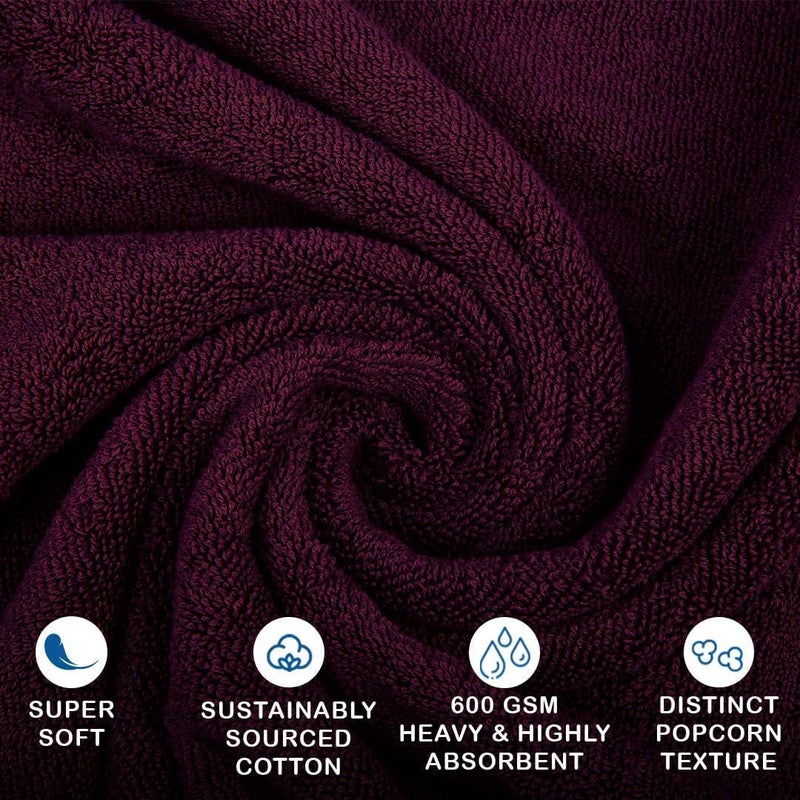 Welfic 500 GSM Wiping Off Bamboo Cotton Durable Hand, Gym & Workout Towels - Set of 4 (Maroon) - Image 3