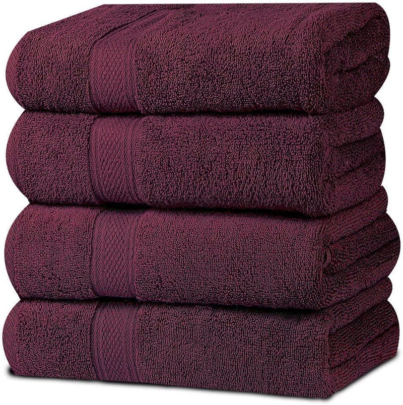 Welfic 500 GSM Wiping Off Bamboo Cotton Durable Hand, Gym & Workout Towels - Set of 4 (Maroon) - Image 1