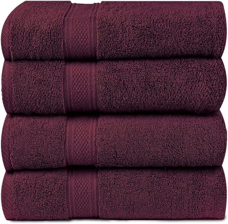 Welfic 500 GSM Wiping Off Bamboo Cotton Durable Hand, Gym & Workout Towels - Set of 4 (Maroon) - Image 2