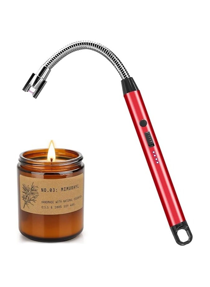 Generic Hisemy Electric Lighter, Rechargeable Electric Lighter, Electric Arc Lighter with Battery Screen, for Candles, Grill, Barbecue, Gas Stove, Kitchen, Camping - Black (Red) - Image 1