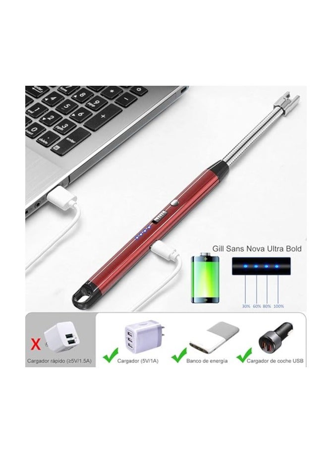Generic Hisemy Electric Lighter, Rechargeable Electric Lighter, Electric Arc Lighter with Battery Screen, for Candles, Grill, Barbecue, Gas Stove, Kitchen, Camping - Black (Red) - Image 3