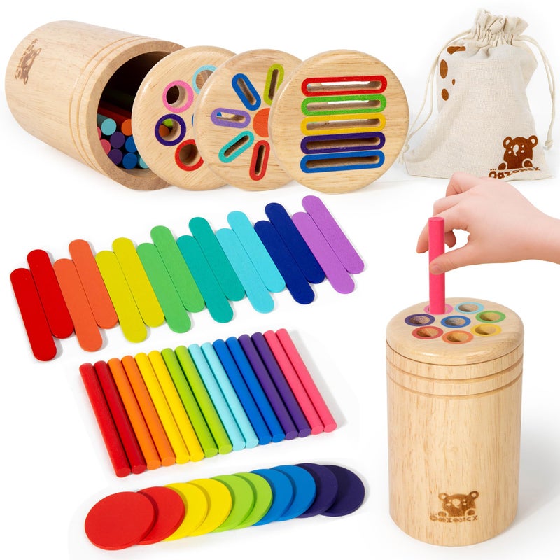 oazoxcx Wooden Sorting Toy for Toddlers 13 Fine Motor Skills Toys3 in 1Baby Coin Bank Color Matching Game Sensory Educational Toy for Boys Girls Travel Activities - Image 3