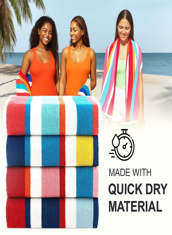 CASA COPENHAGEN Bora Bora Beach Towels Designed in Denmark Rough and Tough, Quick Dry, for Pool, Bath & Shower 30x60 inches 4 Pieces Cotton Beach Bath Towels Set - Pink, Red, Yellow, Turquoise - Image 4