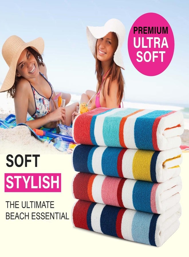 CASA COPENHAGEN Bora Bora Beach Towels Designed in Denmark Rough and Tough, Quick Dry, for Pool, Bath & Shower 30x60 inches 4 Pieces Cotton Beach Bath Towels Set - Pink, Red, Yellow, Turquoise - Image 3