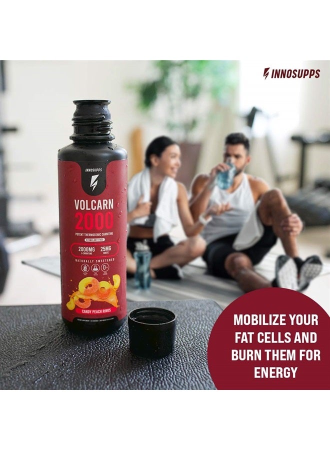INNOSUPPS Volcarn 2000 - Advanced Fat Burning Liquid | L-Carnitine, GBEEC, Boost Energy, ATP Enhancer | Caffeine Free, No Artificial Sweeteners | 32 Servings (Candy Peach Rings)  - Image 4