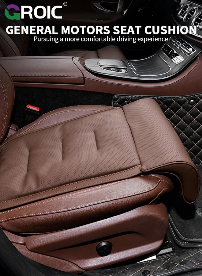 GROIC Car Seat Cushion with Extended Leg Support, Car Seat Extender with Leg Rest - Adjustable Memory Foam Cushion, Gap Filling Under Thigh Support for Long Legs, Universal Fit Auto Seat Pad (Brown) - Image 3