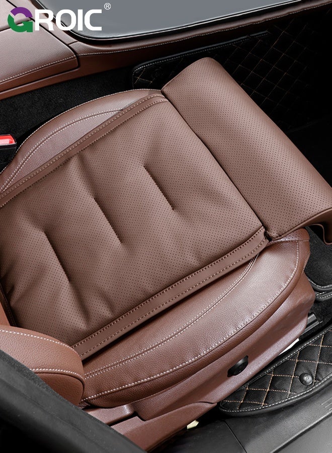 GROIC Car Seat Cushion with Extended Leg Support, Car Seat Extender with Leg Rest - Adjustable Memory Foam Cushion, Gap Filling Under Thigh Support for Long Legs, Universal Fit Auto Seat Pad (Brown) - Image 1