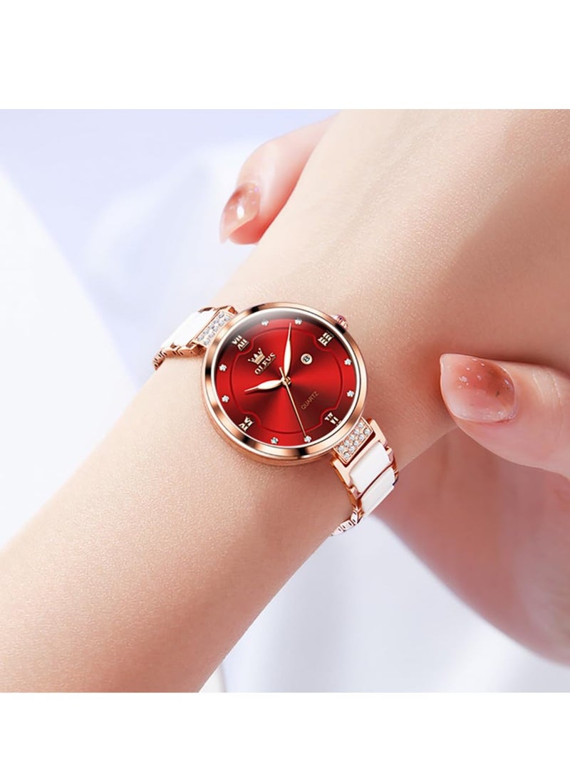 أوليفز ساعة OLEVS النسائية المصنوعة من السيراميك والكوارتز 5589 - Image 3